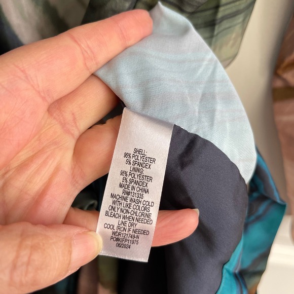 Socialite Olive Teal Abstract Marble Print Wrap Mini Dress WDR121749-N New Small - Picture 9 of 12